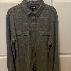 Express Men's Charcoal Checkered Shirt